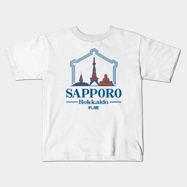 Sapporo, Japan City Kids T-Shirt by Issho Ni